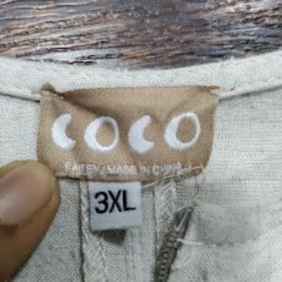 Coco Artsey Gauzy Lagenlook Linen Oversized Full Zip Jacket Taupe Womens Sze 3XL - Picture 6 of 6